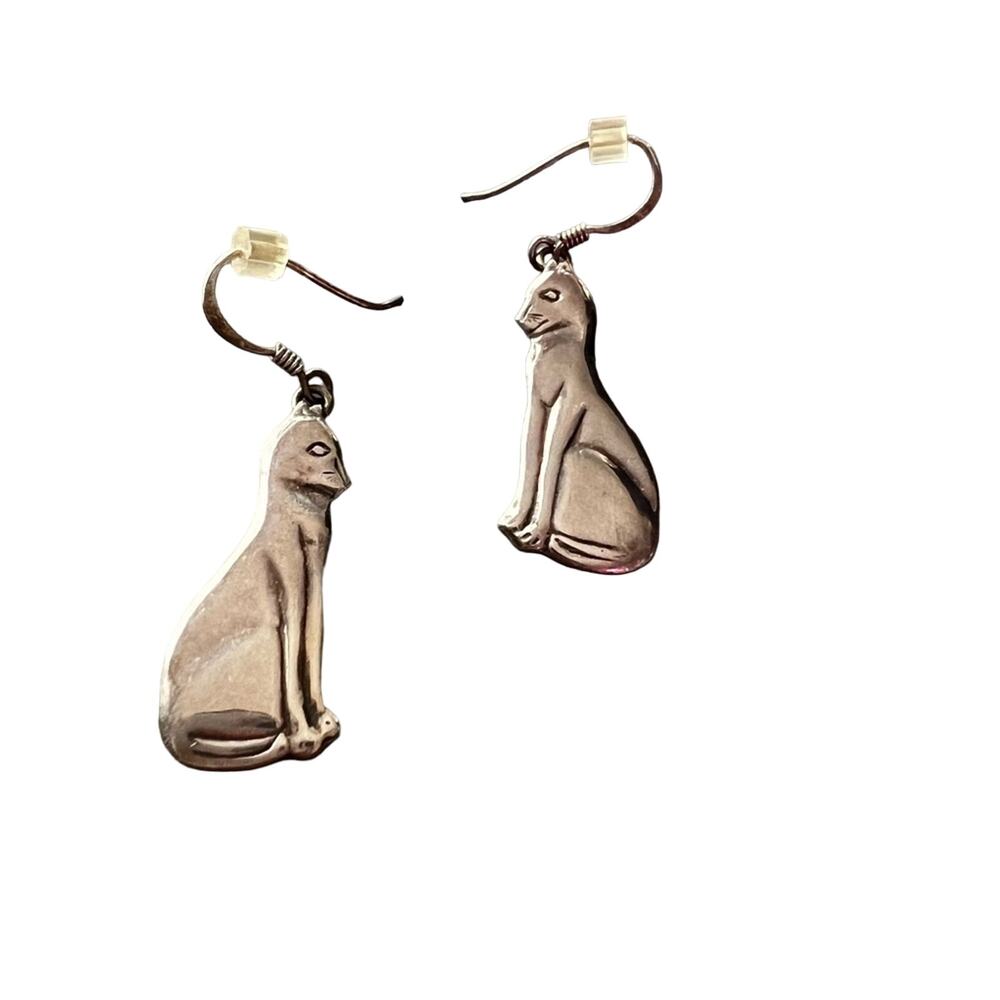 925 Sterling Silver Cat Earrings